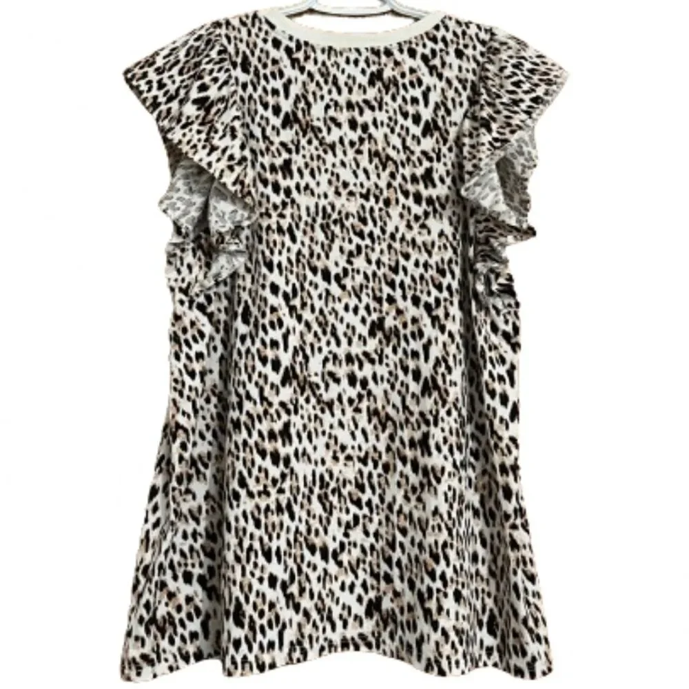 River Island Women’s Multicolor Leopard Print Flutter Sleeves Top Size-14 - Picture 6 of 6